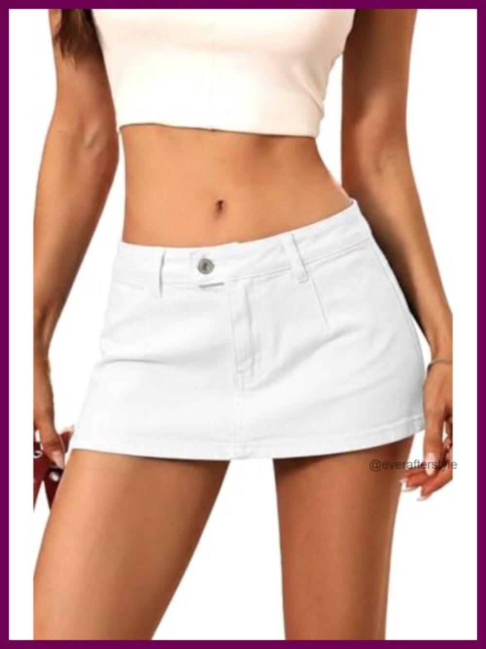 Low Rise Denim Mini Skirt with Built-In Shorts Cotton Stretch